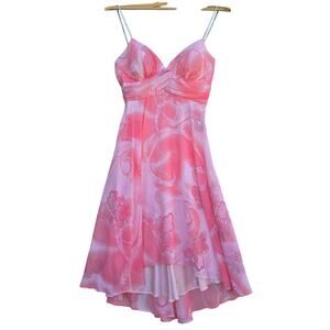 Ignite Evenings Women Y2K Fairy Babydoll Semi-Sheer Floral High Low Hem Dress 6
